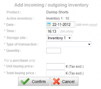 Add an incoming or outgoing inventory